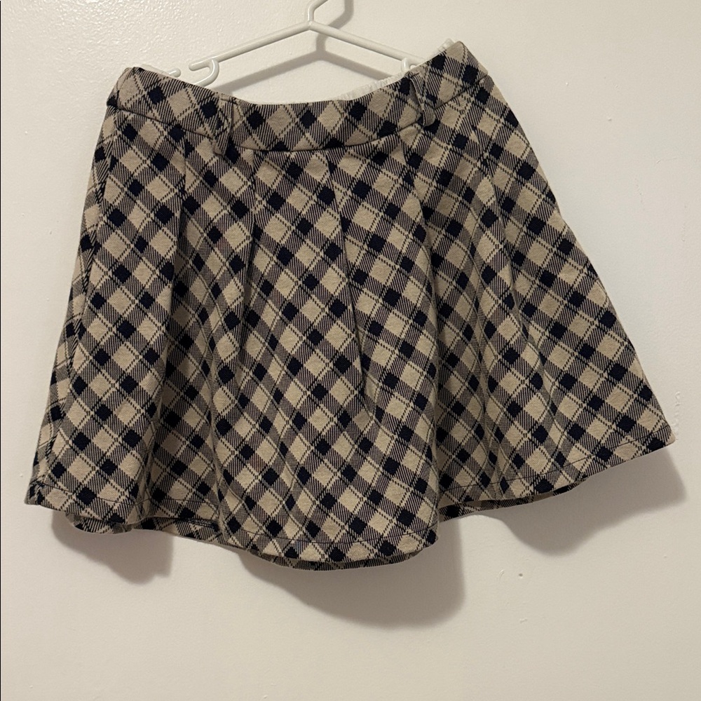 Zara Black and Cream Checkered Skirt